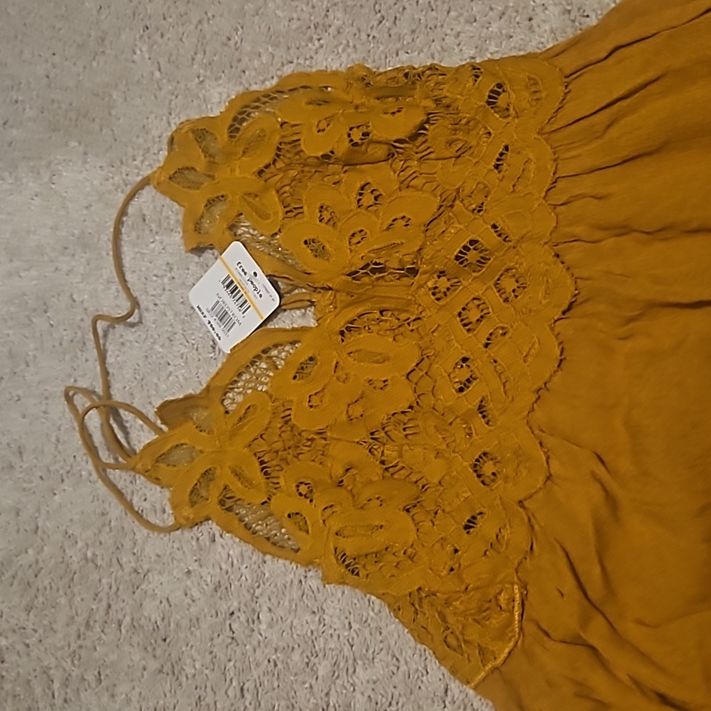 Free People One Delia Slip - Mustard - Picture 2 of 5